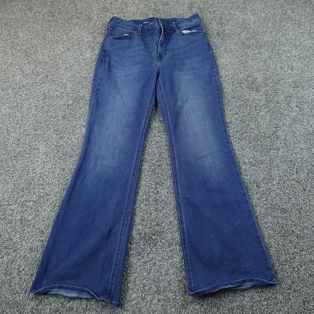 Old Navy Jeans Womens 12 Dark Blue Denim Pants High Rise Flare Stretch Flex Boho